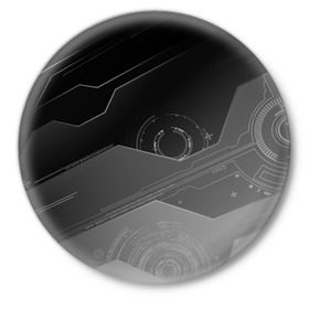Значок с принтом Tehnology future в Белгороде,  металл | круглая форма, металлическая застежка в виде булавки | hi tech | technolog | technology | компьютер | микросхема