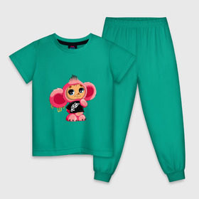Детская пижама хлопок с принтом Чебурашка в Белгороде, 100% хлопок |  брюки и футболка прямого кроя, без карманов, на брюках мягкая резинка на поясе и по низу штанин
 | тату | хиппи | эмо