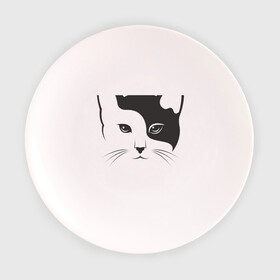 Тарелка 3D с принтом Кисонька в Белгороде, фарфор | диаметр - 210 мм
диаметр для нанесения принта - 120 мм | абстракция | белое | инь ян | инь янь | киса | кисонька | котик | кошак | кошка | чёрно белая | черное