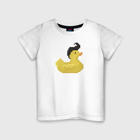 Детская футболка хлопок с принтом Утка-Элвис в Белгороде, 100% хлопок | круглый вырез горловины, полуприлегающий силуэт, длина до линии бедер | pixelart | пиксель арт | утка | элвис | элвис пресли