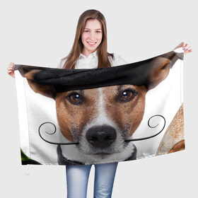 Флаг 3D с принтом Джек рассел - мексиканец в Белгороде, 100% полиэстер | плотность ткани — 95 г/м2, размер — 67 х 109 см. Принт наносится с одной стороны | джек | любимец | пес | песик | питомец | рассел | собака | собаки | собачка | терьер