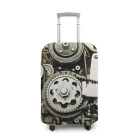 Чехол для чемодана 3D с принтом Двигатель в Белгороде, 86% полиэфир, 14% спандекс | двустороннее нанесение принта, прорези для ручек и колес | двигатель | механизм | мотор