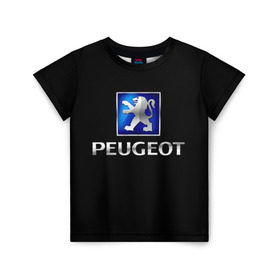 Детская футболка 3D с принтом Peugeot в Белгороде, 100% гипоаллергенный полиэфир | прямой крой, круглый вырез горловины, длина до линии бедер, чуть спущенное плечо, ткань немного тянется | Тематика изображения на принте: brand | car | france | logo | peugeot | автомобиль | логотип | марка | франция