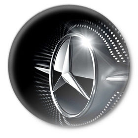 Значок с принтом Mercedes-Benz в Белгороде,  металл | круглая форма, металлическая застежка в виде булавки | car | germany | logo | make | mercedes benz | автомобиль | германия | логотип | марка | мерседес бенц
