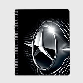 Тетрадь с принтом Mercedes-Benz в Белгороде, 100% бумага | 48 листов, плотность листов — 60 г/м2, плотность картонной обложки — 250 г/м2. Листы скреплены сбоку удобной пружинной спиралью. Уголки страниц и обложки скругленные. Цвет линий — светло-серый
 | car | germany | logo | make | mercedes benz | автомобиль | германия | логотип | марка | мерседес бенц