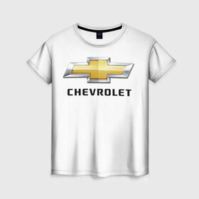 Женская футболка 3D с принтом Chevrolet в Белгороде, 100% полиэфир ( синтетическое хлопкоподобное полотно) | прямой крой, круглый вырез горловины, длина до линии бедер | brand | car | chevrolet | logo | usa | автомобиль | логотип | марка | сша | шевроле