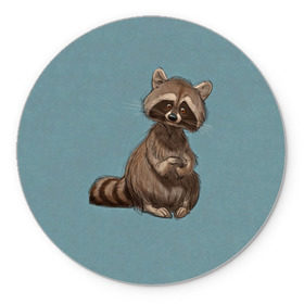 Коврик круглый с принтом Raccoon в Белгороде, резина и полиэстер | круглая форма, изображение наносится на всю лицевую часть | raccoon | енот