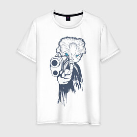 Мужская футболка хлопок с принтом Little Boss в Белгороде, 100% хлопок | прямой крой, круглый вырез горловины, длина до линии бедер, слегка спущенное плечо. | Тематика изображения на принте: босс | мафия | пистолет