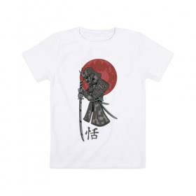 Детская футболка хлопок с принтом Самурай в Белгороде, 100% хлопок | круглый вырез горловины, полуприлегающий силуэт, длина до линии бедер | воин | самурай | япония