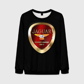Мужской свитшот 3D с принтом Jaguar в Белгороде, 100% полиэстер с мягким внутренним слоем | круглый вырез горловины, мягкая резинка на манжетах и поясе, свободная посадка по фигуре | brand | car | jaguar | logo | автомобиль | британия | логотип | марка