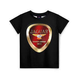 Детская футболка 3D с принтом Jaguar в Белгороде, 100% гипоаллергенный полиэфир | прямой крой, круглый вырез горловины, длина до линии бедер, чуть спущенное плечо, ткань немного тянется | brand | car | jaguar | logo | автомобиль | британия | логотип | марка