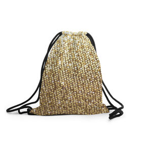 Рюкзак-мешок 3D с принтом Золото в Белгороде, 100% полиэстер | плотность ткани — 200 г/м2, размер — 35 х 45 см; лямки — толстые шнурки, застежка на шнуровке, без карманов и подкладки | пайетки | текстура | чешуя