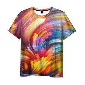 Мужская футболка 3D с принтом Яркие краски в Белгороде, 100% полиэфир | прямой крой, круглый вырез горловины, длина до линии бедер | 2017 | классно | красиво | мазки | радуга | фестиваль красок | холи | яркие краски