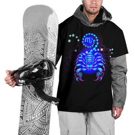 Накидка на куртку 3D с принтом Скорпион в Белгороде, 100% полиэстер |  | scorpius | арт | астрономия | другие | звезды | знак зодиака | космос | неоновые | прикольные | скорпион | яркие