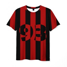 Мужская футболка 3D с принтом Номер 93 в Белгороде, 100% полиэфир | прямой крой, круглый вырез горловины, длина до линии бедер | 93 | зож | крутой | модный | номер | полосатый | полоски | спорт | спортивный | футбол | хоккей