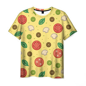 Мужская футболка 3D с принтом Pizza в Белгороде, 100% полиэфир | прямой крой, круглый вырез горловины, длина до линии бедер | hipster | pizza | swag | еда | пицца | свэг | хипстер