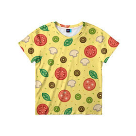 Детская футболка 3D с принтом Pizza в Белгороде, 100% гипоаллергенный полиэфир | прямой крой, круглый вырез горловины, длина до линии бедер, чуть спущенное плечо, ткань немного тянется | hipster | pizza | swag | еда | пицца | свэг | хипстер