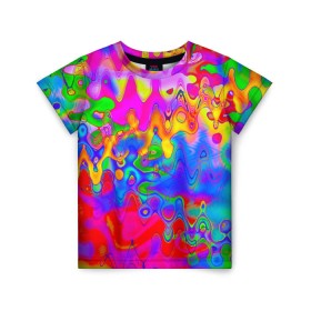 Детская футболка 3D с принтом Разноцвет в Белгороде, 100% гипоаллергенный полиэфир | прямой крой, круглый вырез горловины, длина до линии бедер, чуть спущенное плечо, ткань немного тянется | Тематика изображения на принте: 