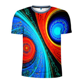 Мужская футболка 3D спортивная с принтом Двойной фрактал в Белгороде, 100% полиэстер с улучшенными характеристиками | приталенный силуэт, круглая горловина, широкие плечи, сужается к линии бедра | абстракция | цветные | яркие