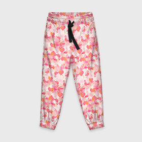 Детские брюки 3D с принтом Розовый фламинго в Белгороде, 100% полиэстер | манжеты по низу, эластичный пояс регулируется шнурком, по бокам два кармана без застежек, внутренняя часть кармана из мелкой сетки | камуфляж | паттерн | птицы | розовый