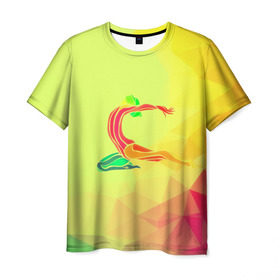 Мужская футболка 3D с принтом Гимнастика в Белгороде, 100% полиэфир | прямой крой, круглый вырез горловины, длина до линии бедер | 3d | абстракция | арт | гимнастика | другие | полигоны | прикольные | спорт | цветные | яркие