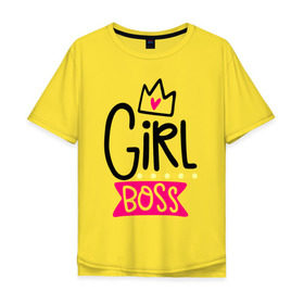Мужская футболка хлопок Oversize с принтом Girl Boss в Белгороде, 100% хлопок | свободный крой, круглый ворот, “спинка” длиннее передней части | девочка | девчачья
