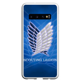 Чехол для Samsung Galaxy S10 с принтом Scouting Legion в Белгороде, Силикон | Область печати: задняя сторона чехла, без боковых панелей | Тематика изображения на принте: attack on titan | wings | атака титанов | крылья свободы