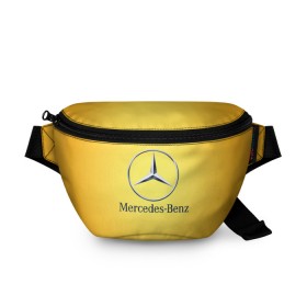 Поясная сумка 3D с принтом Yellow Benz в Белгороде, 100% полиэстер | плотная ткань, ремень с регулируемой длиной, внутри несколько карманов для мелочей, основное отделение и карман с обратной стороны сумки застегиваются на молнию | car | mercedes | авто | мерседес