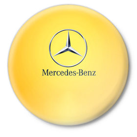 Значок с принтом Yellow Benz в Белгороде,  металл | круглая форма, металлическая застежка в виде булавки | car | mercedes | авто | мерседес