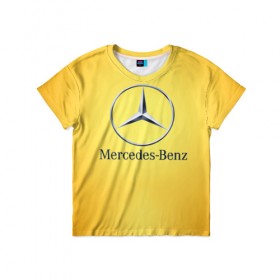 Детская футболка 3D с принтом Yellow Benz в Белгороде, 100% гипоаллергенный полиэфир | прямой крой, круглый вырез горловины, длина до линии бедер, чуть спущенное плечо, ткань немного тянется | car | mercedes | авто | мерседес