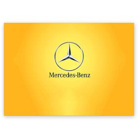 Поздравительная открытка с принтом Yellow Benz в Белгороде, 100% бумага | плотность бумаги 280 г/м2, матовая, на обратной стороне линовка и место для марки
 | car | mercedes | авто | мерседес