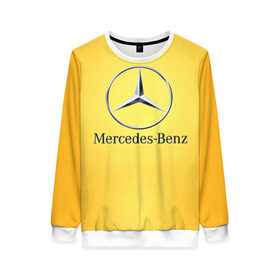 Женский свитшот 3D с принтом Yellow Benz в Белгороде, 100% полиэстер с мягким внутренним слоем | круглый вырез горловины, мягкая резинка на манжетах и поясе, свободная посадка по фигуре | car | mercedes | авто | мерседес