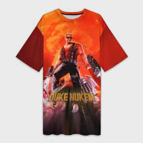 Платье-футболка 3D с принтом Duke Nukem в Белгороде,  |  | брутальный | взрыв | дюк нюмем | мужик | огонь | радиация | ядерный