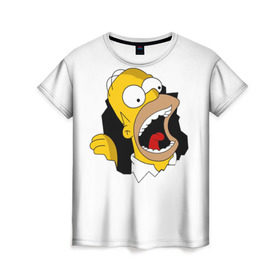 Женская футболка 3D с принтом The Simpsons в Белгороде, 100% полиэфир ( синтетическое хлопкоподобное полотно) | прямой крой, круглый вырез горловины, длина до линии бедер | гомер | крик | симпсоны | спрингфилд