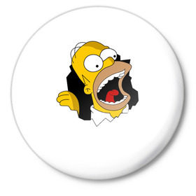 Значок с принтом The Simpsons в Белгороде,  металл | круглая форма, металлическая застежка в виде булавки | гомер | крик | симпсоны | спрингфилд