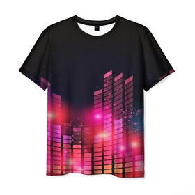 Мужская футболка 3D с принтом Equalizer light в Белгороде, 100% полиэфир | прямой крой, круглый вырез горловины, длина до линии бедер | Тематика изображения на принте: color | colour | glim | glow | light | lights | shine | world