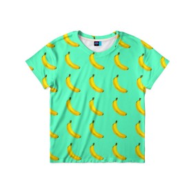 Детская футболка 3D с принтом Banana в Белгороде, 100% гипоаллергенный полиэфир | прямой крой, круглый вырез горловины, длина до линии бедер, чуть спущенное плечо, ткань немного тянется | banana | fruits | vegan | vegetables | vegetarian | банан | веган | вегетарианство | еда | овощи | фрукты