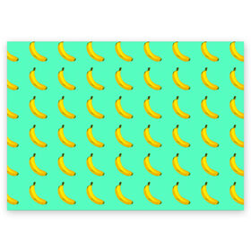 Поздравительная открытка с принтом Banana в Белгороде, 100% бумага | плотность бумаги 280 г/м2, матовая, на обратной стороне линовка и место для марки
 | banana | fruits | vegan | vegetables | vegetarian | банан | веган | вегетарианство | еда | овощи | фрукты