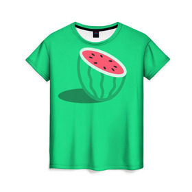 Женская футболка 3D с принтом Арбуз в Белгороде, 100% полиэфир ( синтетическое хлопкоподобное полотно) | прямой крой, круглый вырез горловины, длина до линии бедер | fruits | vegan | vegetables | vegetarian | веган | вегетарианство | еда | овощи | фрукты