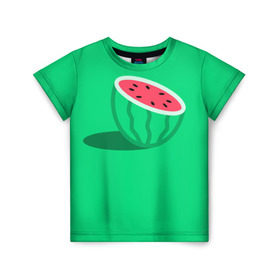 Детская футболка 3D с принтом Арбуз в Белгороде, 100% гипоаллергенный полиэфир | прямой крой, круглый вырез горловины, длина до линии бедер, чуть спущенное плечо, ткань немного тянется | fruits | vegan | vegetables | vegetarian | веган | вегетарианство | еда | овощи | фрукты
