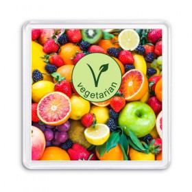 Магнит 55*55 с принтом Vegetarian в Белгороде, Пластик | Размер: 65*65 мм; Размер печати: 55*55 мм | fruits | vegan | vegetables | vegetarian | веган | вегетарианство | еда | овощи | фрукты