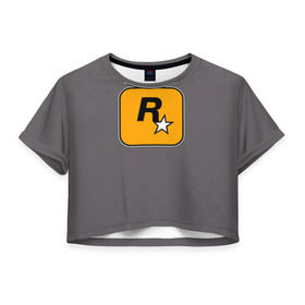 Женская футболка 3D укороченная с принтом Rockstar Games в Белгороде, 100% полиэстер | круглая горловина, длина футболки до линии талии, рукава с отворотами | carl johnson | grand theft auto | gta | los santos | sa | san andreas | гта