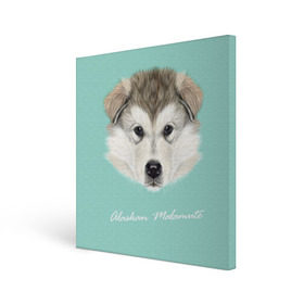 Холст квадратный с принтом Alaskan Malamute в Белгороде, 100% ПВХ |  | alaskan malamute | dog | puppy | маламут | собака | хаски | щенок