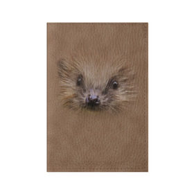 Обложка для паспорта матовая кожа с принтом Ёжик в Белгороде, натуральная матовая кожа | размер 19,3 х 13,7 см; прозрачные пластиковые крепления | Тематика изображения на принте: голова | еж | ежик | животные | мордочка | природа