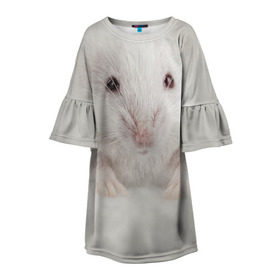 Детское платье 3D с принтом Крыса в Белгороде, 100% полиэстер | прямой силуэт, чуть расширенный к низу. Круглая горловина, на рукавах — воланы | животные | крыса | мордочка | мышка | мышь | природа