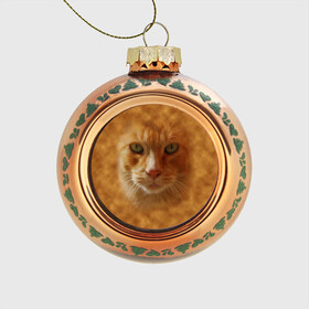 Стеклянный ёлочный шар с принтом Рыжий котик в Белгороде, Стекло | Диаметр: 80 мм | животные | кот | котенок | котик | кошка | мордочка | рыжий