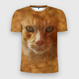 Мужская футболка 3D спортивная с принтом Рыжий котик в Белгороде, 100% полиэстер с улучшенными характеристиками | приталенный силуэт, круглая горловина, широкие плечи, сужается к линии бедра | животные | кот | котенок | котик | кошка | мордочка | рыжий
