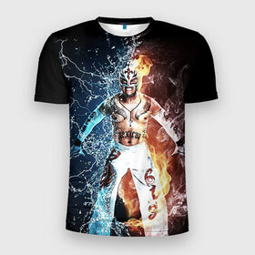 Мужская футболка 3D спортивная с принтом Рей Мистерио в Белгороде, 100% полиэстер с улучшенными характеристиками | приталенный силуэт, круглая горловина, широкие плечи, сужается к линии бедра | wrestling
