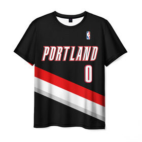 Мужская футболка 3D с принтом Форма Portland Trail Blazers чёрная в Белгороде, 100% полиэфир | прямой крой, круглый вырез горловины, длина до линии бедер | nba
