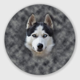 Коврик круглый с принтом Хаска в Белгороде, резина и полиэстер | круглая форма, изображение наносится на всю лицевую часть | мордочка | пес | собака | хаска | щенок